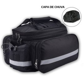 Bolsa tipo Alforje Para Bicicleta com Capa De Chuva Preta