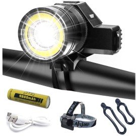 Farol Bike Com Super Led Indicador De Bateria Zoom E Suporte